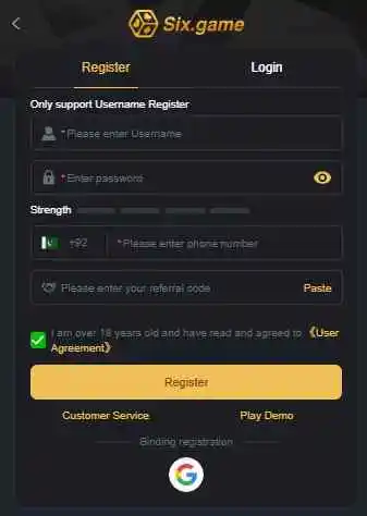 Six Game Download APK Login and register